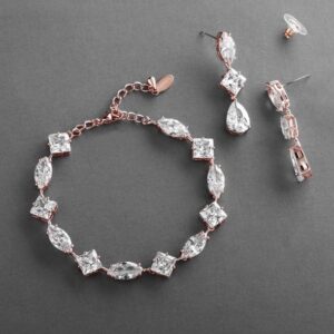 Elegant Cubic Zirconia Bracelet and Earrings Jewelry Set